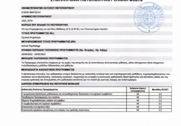 Μαρσέλη Ελένη MSc | Ειδικός Παιδαγωγός | Πάτρα | Πτυχίο 4